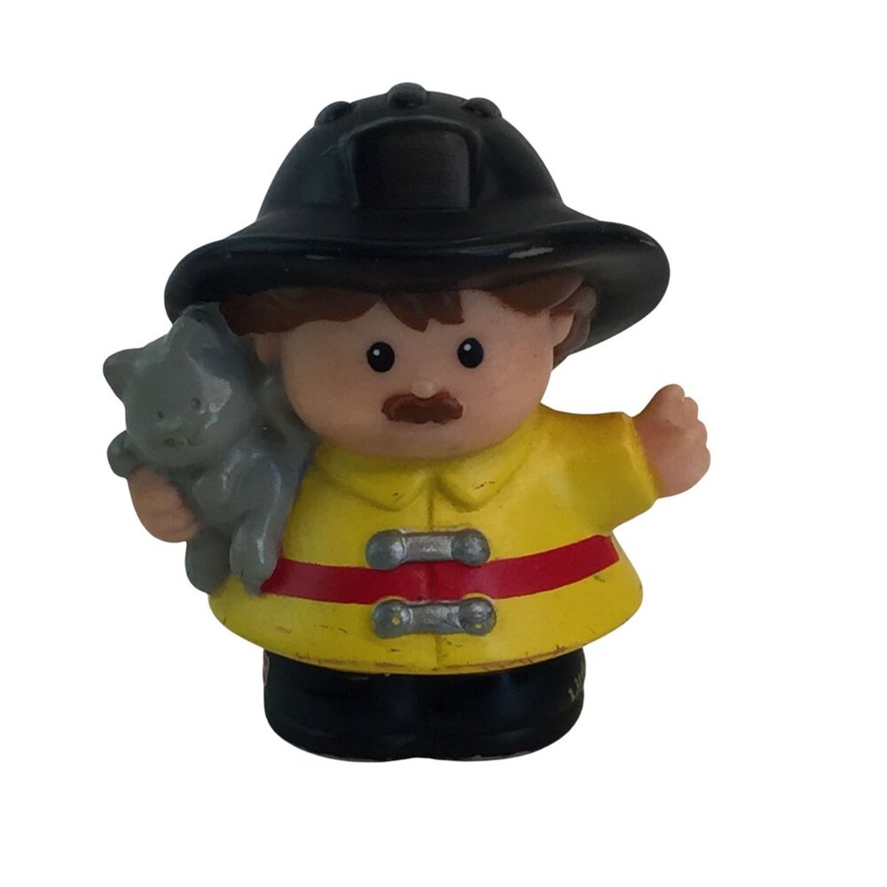 Fisher Price Little People Figures Two Fire Fighters with Kitty Train Conductor - Picture 6 of 13